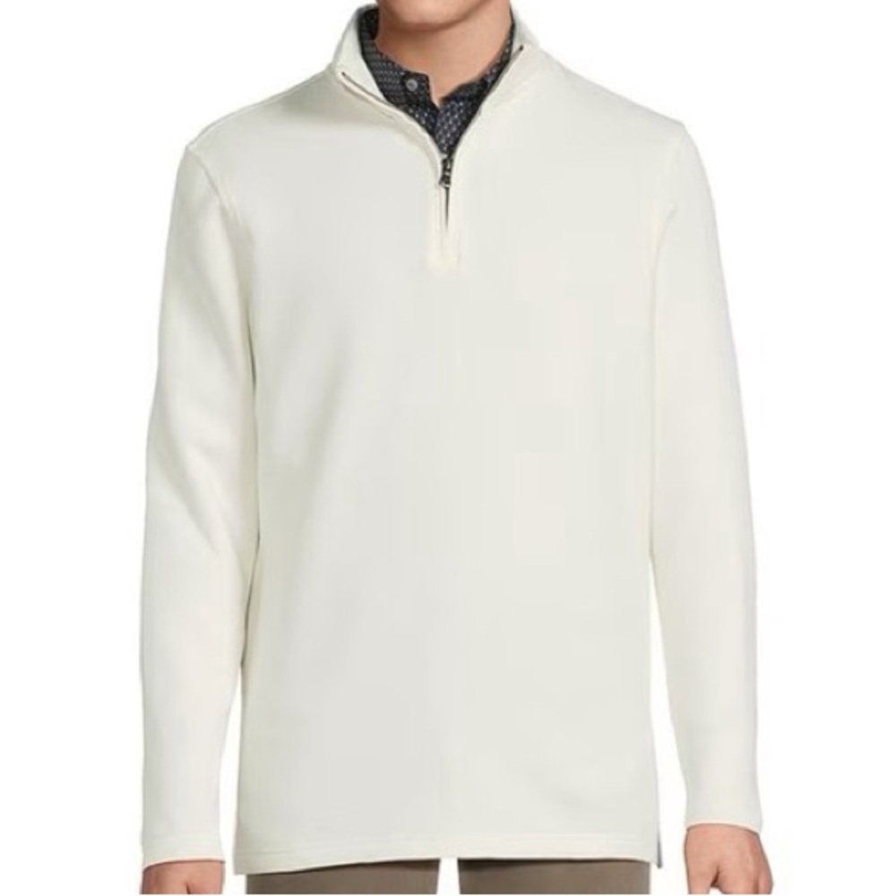 Joseph Abboud Men's Cream Quarter Zip Pullover Sweater Knit Size XXL
